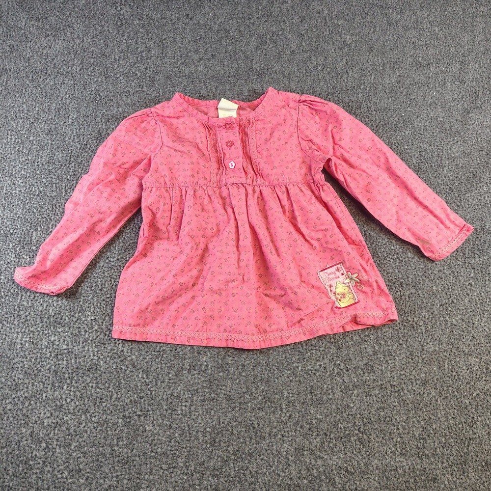 Vintage Y2K Winnie the Pooh‎ Cherry Blossom Smocked Dress Shirt